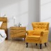 AcozyHom Accent Wooden Frame High Back Armchair Modern Velvet Single Sofa Padded Club Chair Upholstered Side Chair Tufted Reading Chair for Living Room Bedroom Yellow 30.3L x22.8W x24.4H