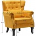 AcozyHom Accent Wooden Frame High Back Armchair Modern Velvet Single Sofa Padded Club Chair Upholstered Side Chair Tufted Reading Chair for Living Room Bedroom Yellow 30.3L x22.8W x24.4H
