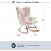 BELLEZE Colorful Unique Patchwork Rocking Chair Linen Upholstered Multicolored Accent Furniture with Solid Wood Legs Living Room Bedroom Nursery Paramount Patchwork B