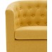 BELLEZE Elegant Upholstered Tufted Barrel Accent Chair Roll Armrest Club Chair for Living Room Bedroom with Wooden Legs and Linen Fabric Berlinda Yellow