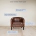 BELLEZE Modern Tub Barrel Accent Chair Upholstered Arm Club Chair for Living Room Faux Leather Lounge Chair with Gold Nail Head Trim Black Wooden Legs Kyara Brown