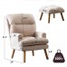CANMOV Modern Accent Chair with Ottoman Soft Fabric Armchair with Adjustable Backrest and Side Pockets Comfy Lounge Chair for Living Room Bedroom Apartment Office Beige