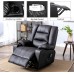 ComHoma Leather Recliner Chair Rocking 360 Swivel Recliner Chair with Heated Massage Drink Holders Living Room Chair Black