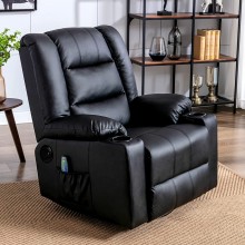 ComHoma Leather Recliner Chair Rocking 360 Swivel Recliner Chair with Heated Massage Drink Holders Living Room Chair Black