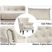 DM Furniture Mid Century Accent Chair Modern Button Tufted Armchair Wingback Club Chair Linen Fabric Single Sofa Lounge Chair with Pillow for Living Room Bedroom Beige