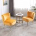 DUOMAY Mid-Century Modern Slipper Chair Set of 2 Velvet Armless Upholstered Small Accent Chair with Gold Legs Wingback Side Corner Chair for Living Room Bedroom Entryway Yellow