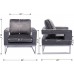 EALSON Velvet Armchair Upholstered Accent Club Chair Single Sofa with Open Back Modern Barrel Leisure Chair Comfy Reading Chair for Living Room Bedroom Grey