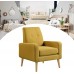 Funkeen Upholstered Modern Accent Chair Comfy Arm Chair Set of 2 Linen Fabric Single Sofa Chair Living Room Chair with Arms Mustard Yellow
