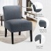 Giantex Fabric Accent Chair Set of 2 Contemporary Leisure Side Chair w Linen Cloth Thick Sponge Cushion Comfortable Backrest Upholstered Armless Accent Chair for Living Room Bedroom 2 Grey