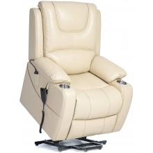 Golden Beach Dual Motor Lift Chair Power Recliner Sofa Infinite Position for Elderly Electric Chair with Massage and Heating Breathable Leather Living Room Chair with Cup Holder PillowLight Yellow