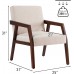 HUIMO Accent Chair Set of 2 Arm Chair Wooden Mid-Century Modern Chair Side Chair Elegant Upholstered Lounge Chair for Living Room Bedroom Linen Fabric Padded Reading ChairLight Brown