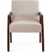 HUIMO Accent Chair Set of 2 Arm Chair Wooden Mid-Century Modern Chair Side Chair Elegant Upholstered Lounge Chair for Living Room Bedroom Linen Fabric Padded Reading ChairLight Brown