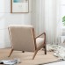 INZOY Mid Century Modern Accent Chair with Wood Frame Upholstered Living Room Chairs with Waist Cushion Reading Armchair for Bedroom Sunroom Beige