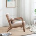 INZOY Mid Century Modern Accent Chair with Wood Frame Upholstered Living Room Chairs with Waist Cushion Reading Armchair for Bedroom Sunroom Beige