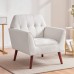 Kingfun Tbfit Linen Fabric Accent Chairs for Bedroom Midcentury Modern Accent Arm Chair for Living Room Comfy Reading Chair Tufted Comfortable Sofa Chair Upholstered Single Sofa Beige