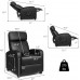 LDAILY MassageRecliner Sofa Reading Chair Winback for Living Room Single Sofa with Side Pocket Home Theater Seating Massage Reclining Chair PU Leather Padded Seat Backrest Black