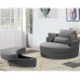 Linen Accent Swivel Barrel Sofa Chair Big Round Club Lounge Chair with Storage Ottoman and Pillows for Living Room Bedroom Office