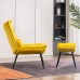 Mcombo Accent Chair with Ottoman Velvet Modern Tufted Wingback Club Chair Upholstered Leisure Chairs with Metal Legs for Bedroom Living Room 4079 Yellow