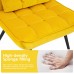 Mcombo Accent Chair with Ottoman Velvet Modern Tufted Wingback Club Chair Upholstered Leisure Chairs with Metal Legs for Bedroom Living Room 4079 Yellow
