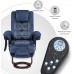 Mcombo Recliner Chair with Ottoman Fabric Accent Chair with Vibration Massage Swivel Chair with Wood Base for Living Reading Room Bedroom 9099 Blue