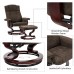 Mcombo Swivel Recliner with Ottoman Manual Recliner Chairs with Wood Base for Living Room Bedroom Office Chenille Fabric 4919 Brown
