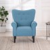 Mellcom Mid Century Wingback Arm Chair,Modern Upholstered Fabric High Back Accent Chair with Wood Legs,Upholstered Single Sofa Club Chair for Living Room Bedroom Home Office Blue