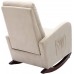 Merax Upholstered Rocking Chair w Side Storage Pocket Comfortable Living Room Rocker Lounge Armchair with Fabric Padded Seat High-Back Porch Rocker Nursery Rocker with Solid Wood Base Beige 26''W
