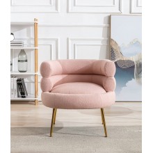 Modern Accent Chair Upholstered Living Room Sofa Chair with Tufted Backrest Padded Comfy Arm Chair Leisure Lounge Chair Pink