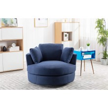 Pannow Modern Akili Swivel Barrel Chair Swivel Accent Sofa Barrel Chairs Round Barrel Chair 360° Swivel with 3 Pillows for Living Room 42.5 Inch Navy