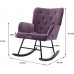 SSLine Modern Upholstered Velvet Rocking Chair Comfortable Nursery Rocker Chair with Solid Wood Base Living Room Accent Rocking Armchair for Adults Kids Relaxing- Hold 300lbs A Type-Purple
