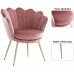 Velvet Accent Chair for Living Room Bed Room Guest Chair Vanity Dinning Room Chair Upholstered Mid Century Modern Leisure Arm Chair with Gold Metal Legs 1 Pink