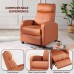 Yaheetech Padded Seat Recliner Chair Set of 2 Single Sofa Recliner for Living Room PU Leather Upholstered Reclining Chair Home Theater Seating Tan