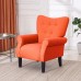 YOLENY Modern Accent Chair,High Back Armchair,Upholstered Fabric Button Single Sofa with Wooden Legs for Living Room,Bedroom,Club,Orange