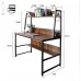 LSHIRT Easy to Assemble Computer with Hutch and Bookshelf 47 Inches Home Office with Space Saving Design Compatible with Small Spaces Dark Walnut Safe Color : Brown