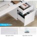 Tribesigns 47 Inches Computer Desk with Hutch Modern Writing Desk with 2 Drawers Storage PC Laptop Study Table Workstation for Home Office High Gloss White