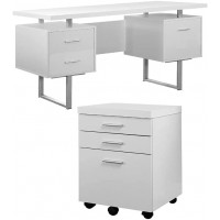 60" Modern Home Office Computer Desk with Filing Drawer & 3 Drawer Filing Cabinet