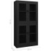 Aisifx Office Cabinet Anthracite 35.4x15.7x70.9 Steel and Tempered Glass