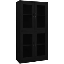 Aisifx Office Cabinet Black 35.4"x15.7"x70.9" Steel and Tempered Glass