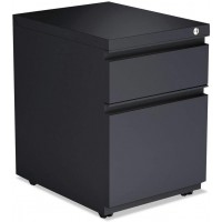 Alera ALEPBBFCH 2-Drawer 14.96 in. x 19.29 in. x 21.65 in. Metal Pedestal Box File Cabinet with Full Length Pull Charcoal