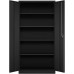 Black Steel Storage Cabinets 2 Door Metal Locking Cupboard with 4 Adjustable Shelves Tall Filing Document Bookcase for Home Office Garage Utility Room Kitchen Pantry