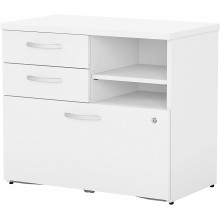 Bush Business Furniture Studio C Office Storage Cabinet with Drawers and Shelves White