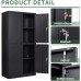 BYNSOE Metal Storage Cabinet 72” Steel Cabinets with Locking 4 Door and 2 Adjustable Shelves Steel Storage Cabinet for Home School Office Garage Requires Assembly Black