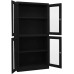 FAMIROSA Office Cabinet Black 35.4x15.7x70.9 Steel and Tempered Glass