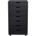 Hallway Entryway Closet Storage Stand 7-Drawer Wood Filing Cabinet Mobile Storage Cabinet with Wheel for Closet Office