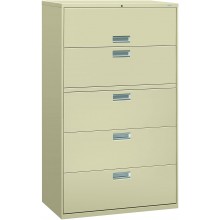 HON 5-Drawer Filing Cabinet 600 Series Lateral or Legal Filing Cabinet 42w by 19-1 4d 5-Drawer Putty H695