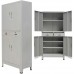 Metal Office Cabinet with 4 Doors and 3 Adjustable Shelves Lockable Steel Storage Cabinet with 2 Drawers for Office and Home