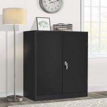 Metal Storage Cabinet Lockable Steel Storage Cabinet with Doors and Shelves Pataku Office Locking Cabinet for Home Office Garage Warehouse Basement Black