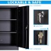 Metal Storage Cabinet Locking Steel Pantry Storage Cabinets with 2 Doors and Adjustable Shelves Black Utility Storage for Home Office Garage Kitchen Pantry Black 36 L x 18 W x 41.6 H