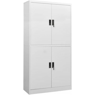 Mid-Century Storage Cabinet with 4 Doors & 2 Adjustable Shelves Office Cabinet Accent Cabinet File Cabinet for Living Room Bedroom Home Office Light Gray 35.4x15.7x70.9 Steel