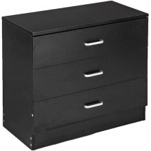 NA Storage Cabinet 3-Drawer Wood Simple for Home File Office Furniture Black